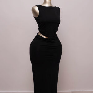 Black Asymmetric 2-Piece Maxi Set