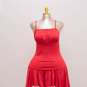 Satin Ruched Babydoll Dress – Wine Red 