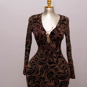 Midnight Swirl Metallic Bodycon Dress