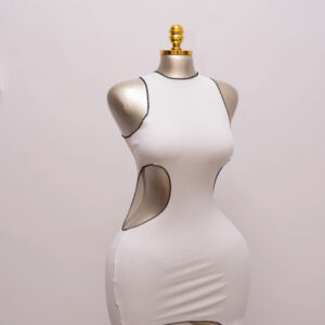 White Ribbed Cut-Out Bodycon Mini Dress 