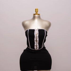 Trina Black Corset-Inspired Tube Dress 