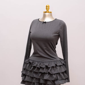 Charcoal Ruffle Tiered Long Sleeve Mini Dress 