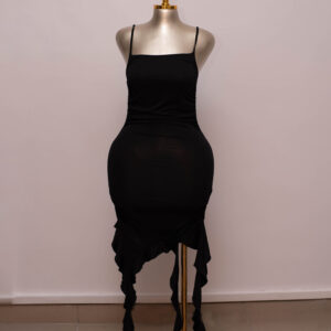 Midnight Bloom Asymmetric Bodycon Dress 